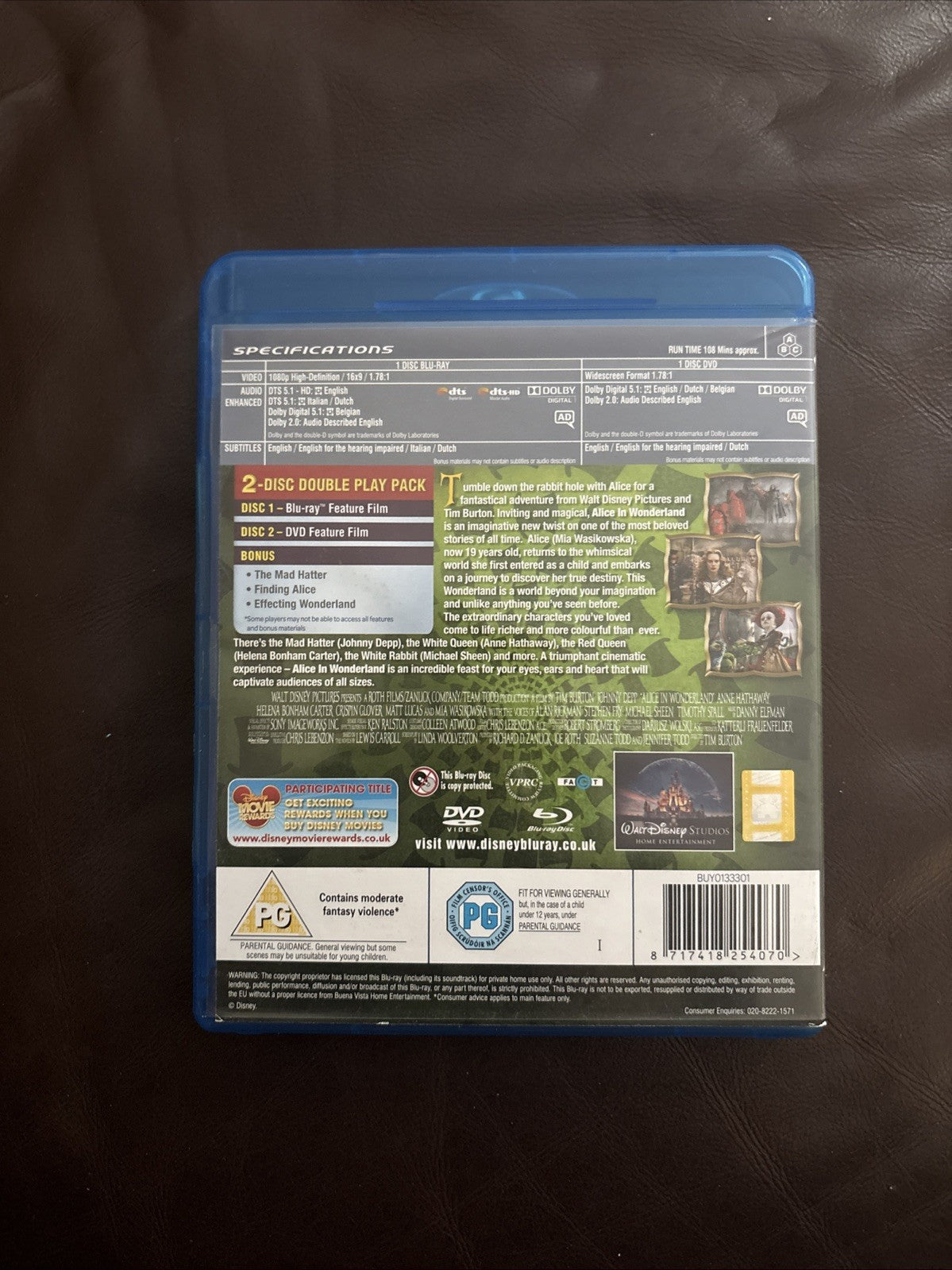 Alice in Wonderland Johnny Depp Blu-ray New and Sealed