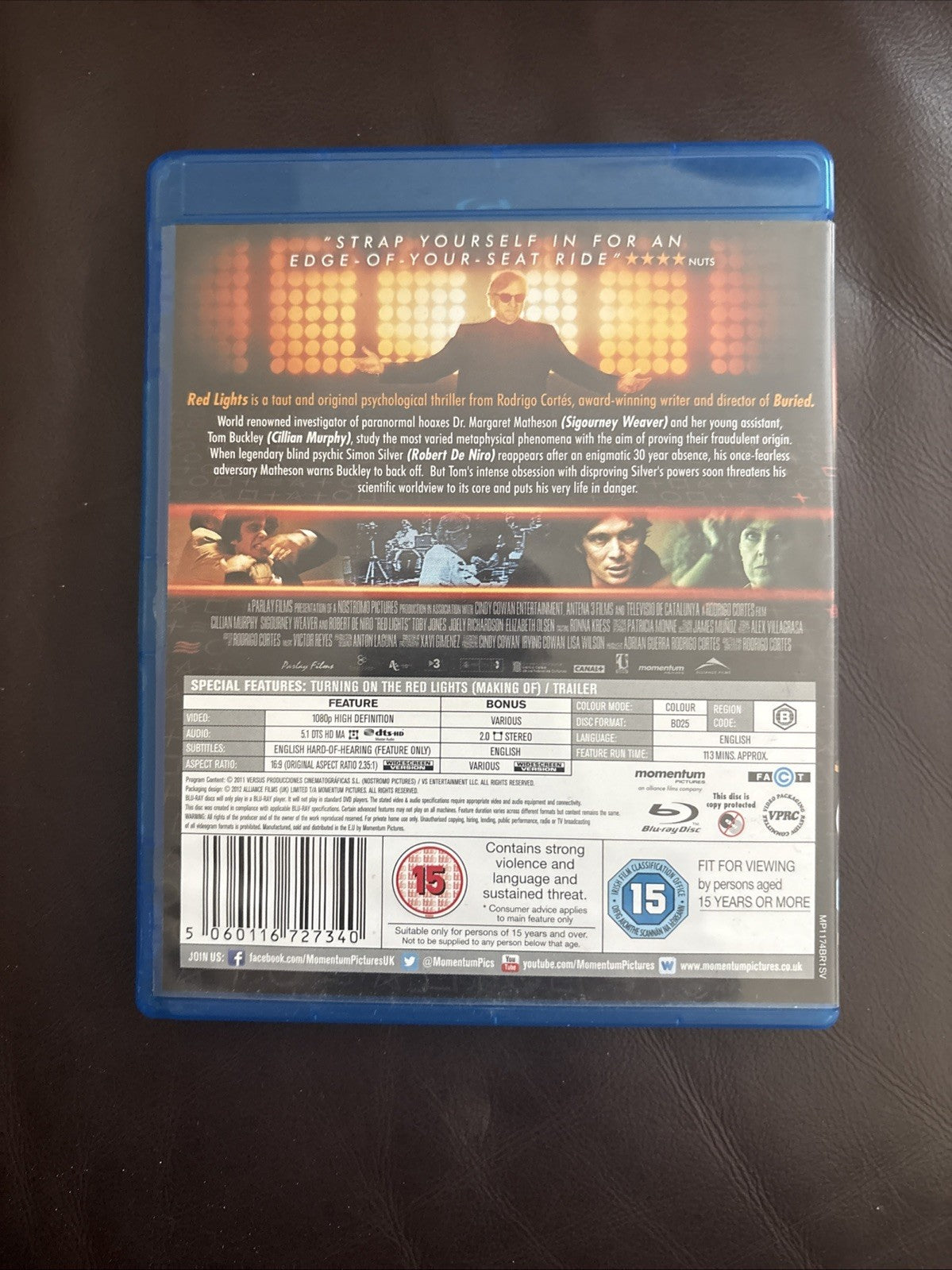 Red Lights Blu-ray (2012) Robert de Niro, Cortés Certified 15