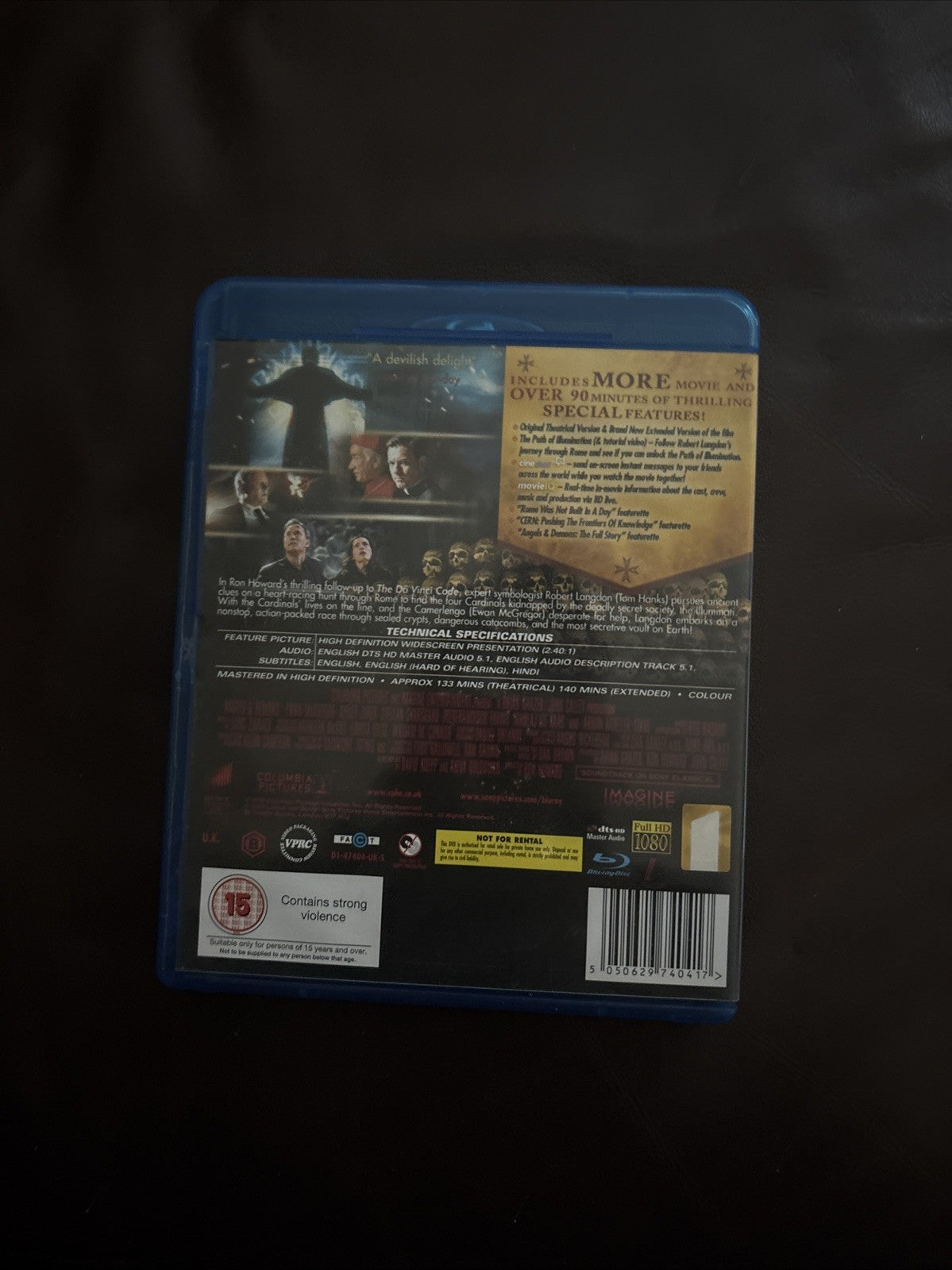 Angels and Demons Blu-ray 2009 Tom Hanks, Howard Schmidt, Certified 15