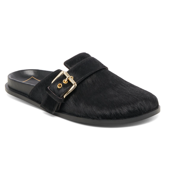 Black Parrotto leather and fur clogs sunday Haircalf Flat in Black