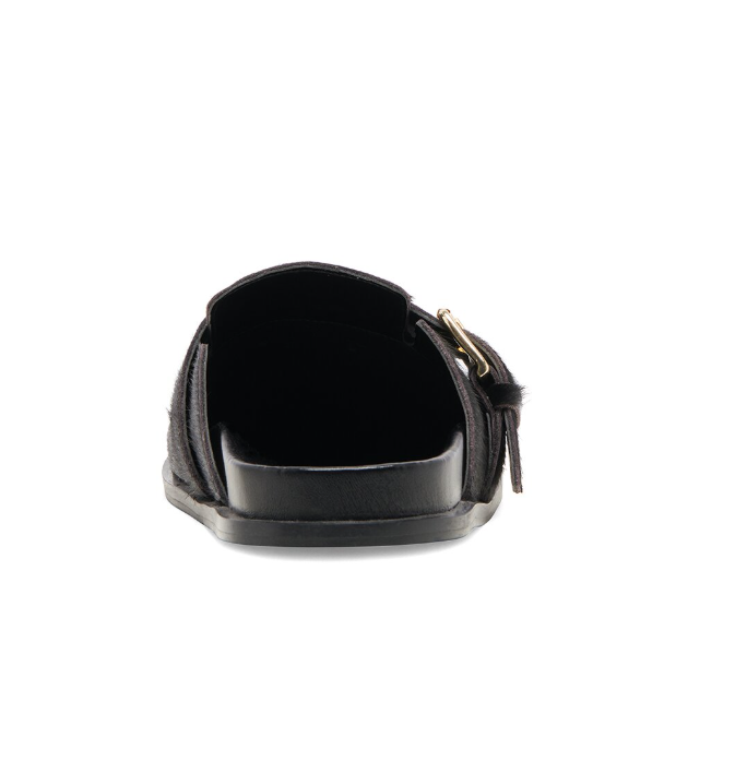 Black Parrotto leather and fur clogs sunday Haircalf Flat in Black