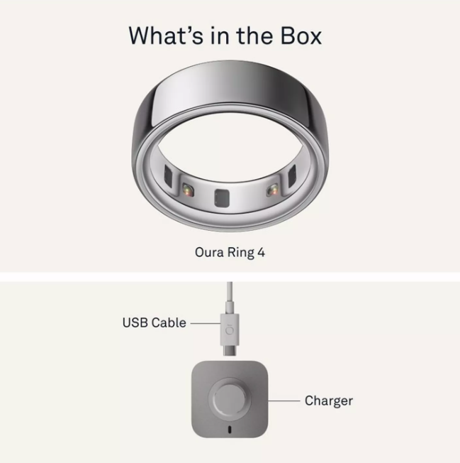 Oura Ring 4 Health & Fitness Tracker Smart Ring, Silver, Man gift, Man's jewllery