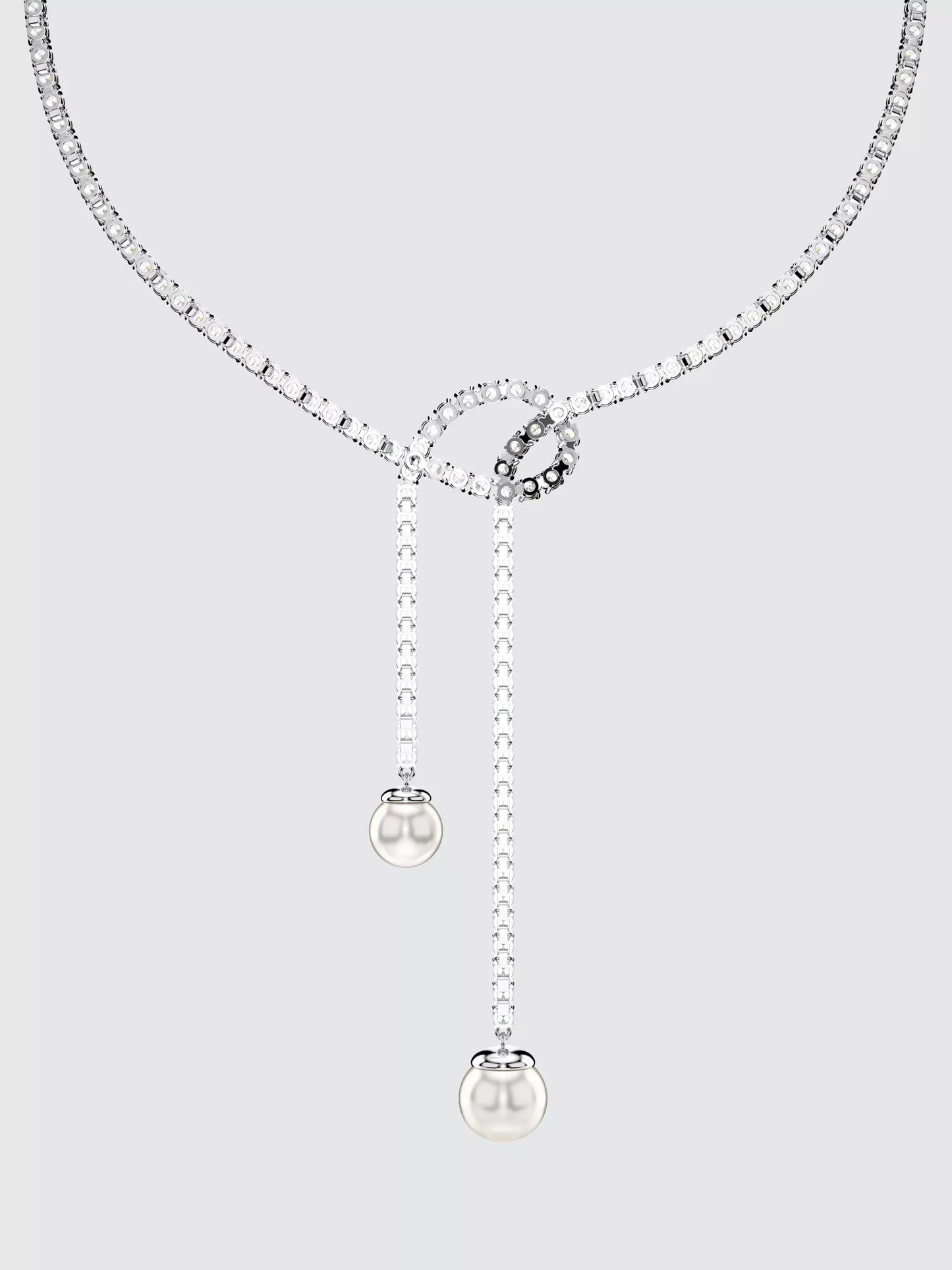 Swarovski Matrix Crystal Faux Pearl Statement Necklace, Silver