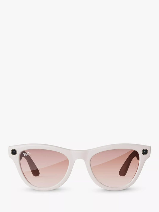 Meta Ray-Ban Meta Skyler Glasses, Shiny Chalk Gray, Gradient Cinnamon Pink