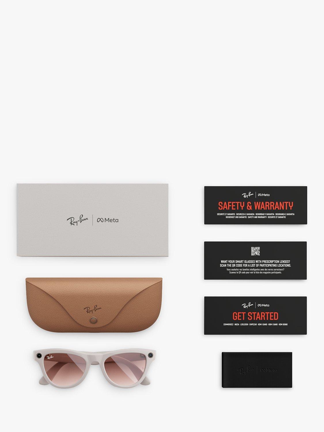 Meta Ray-Ban Meta Skyler Glasses, Shiny Chalk Gray, Gradient Cinnamon Pink