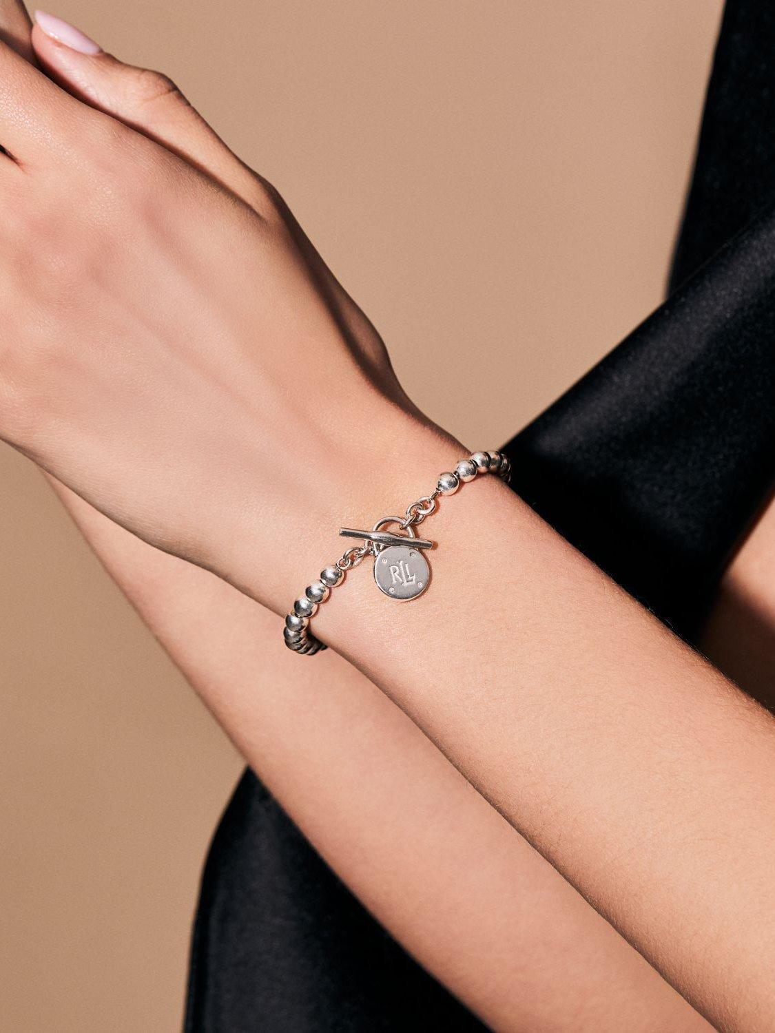 Ralph Lauren Lauren Ralph Lauren Sterling Silver Beaded T-Bar Bracelet, Silver