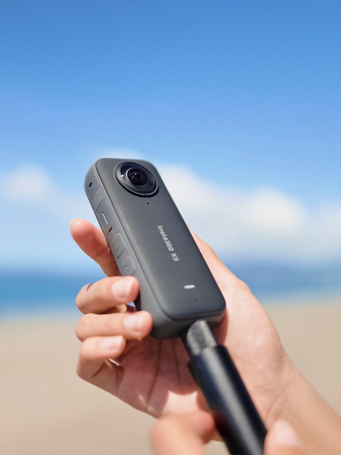 Insta360 Іnѕtа360 X3 Action Camera, 5.7K, 48MP, 360° Recording, Bundle with Invisible Selfie Stick & 128GB Memory Card