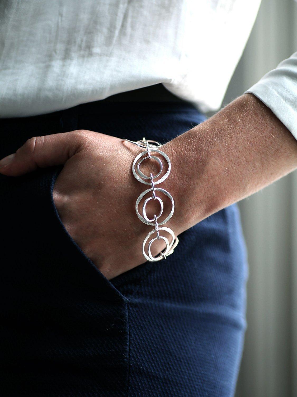 Nina B Sterling Silver Open Circles Bracelet, Silver