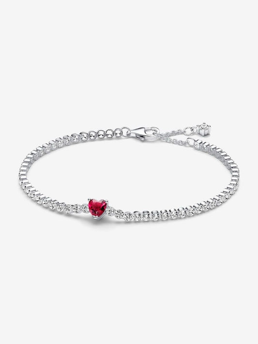 New Genuine Authentic Pandora Red Sparkling Heart Tennis Bracelet 590041C02-16cm
