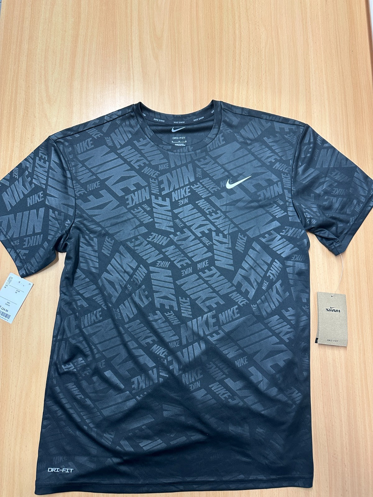 Nike Swim Dri-Fit Black Nike Repeated T-shirt Size M for Men BNWT