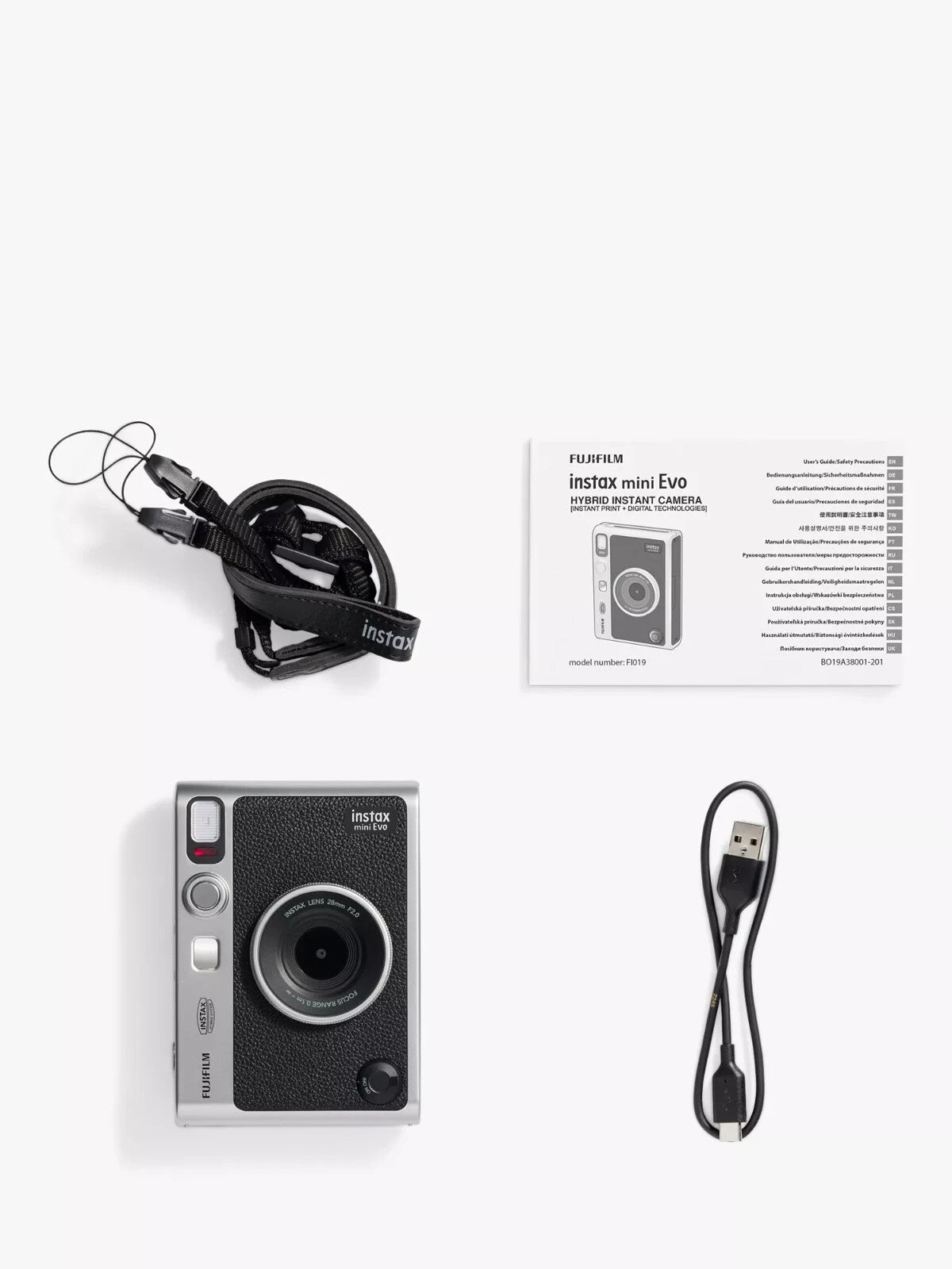 Fujifilm Instax Mini Evo Instant Camera with Built-In Flash, Black