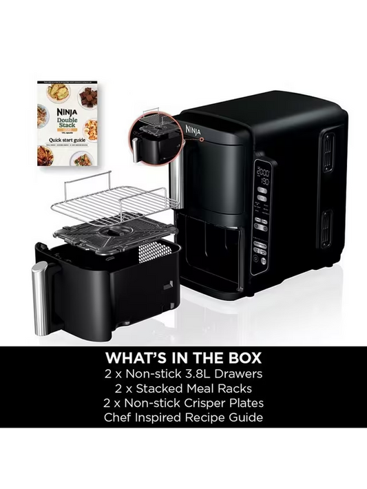 Ninja SL300UK Double Stack 2-Drawer Air Fryer, 7.6L, Black