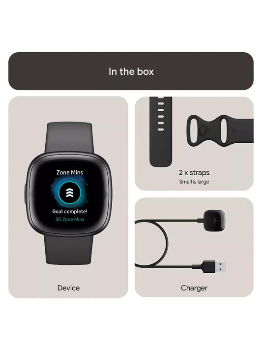 Fitbit Sense 2 Health & Fitness Tracker Graphite Aluminum Case/Shadow Grey Band