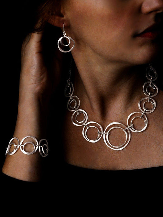 Nina B Sterling Silver Open Circles Bracelet, Silver