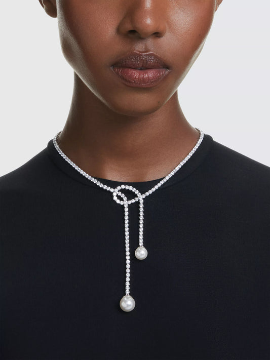 Swarovski Matrix Crystal Faux Pearl Statement Necklace, Silver