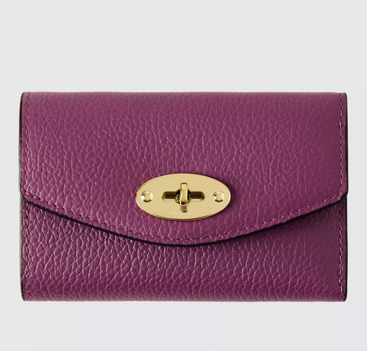 Mulberry Darley Small Classic Grain Leather Folded Multi-Card Wallet, Orchid Bloom