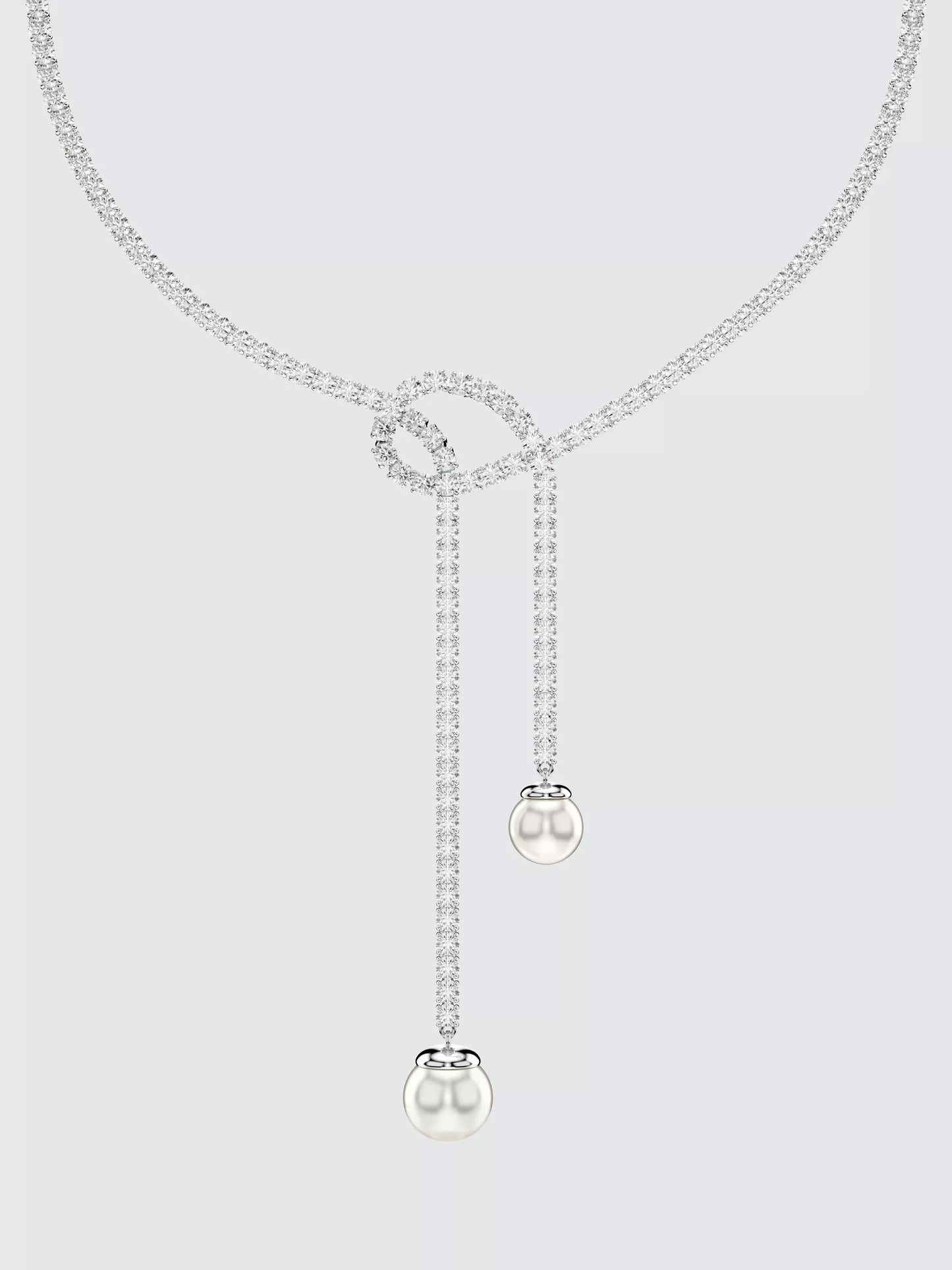 Swarovski Matrix Crystal Faux Pearl Statement Necklace, Silver