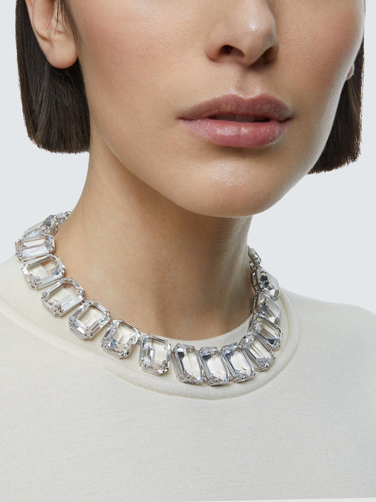 Swarovski Millenia Octagon Cut Crystal Collar Necklace, Silver, anniversary gift, girl gift